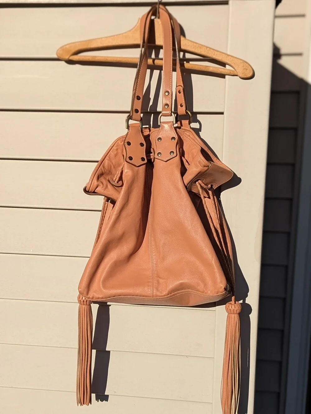Mulberry | Rare 2010 Leah Slouch Hobo Bag Leather Apricot Rose Gold Hardware